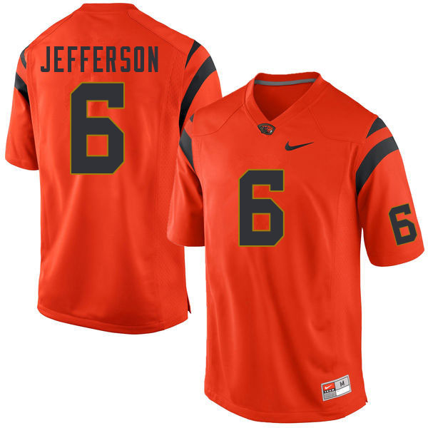 Men #6 Jermar Jefferson Oregon State Beavers College Football Jerseys Sale-Orange - Click Image to Close